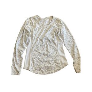 Betsey Johnson Floral Lace Print Sz M Long Sleeve‎ Athletic Top Performance Gray
